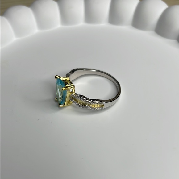 S925 Elegant Blue and Silver Ring aquamarine - Picture 6 of 8